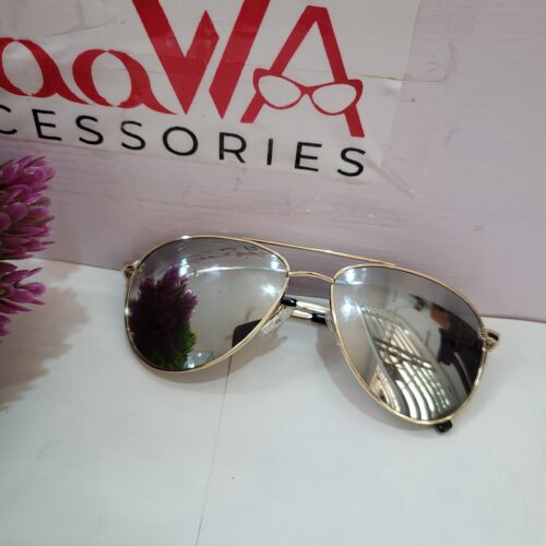 Designer Gold Frame Aviator Mirrored Sunglasses