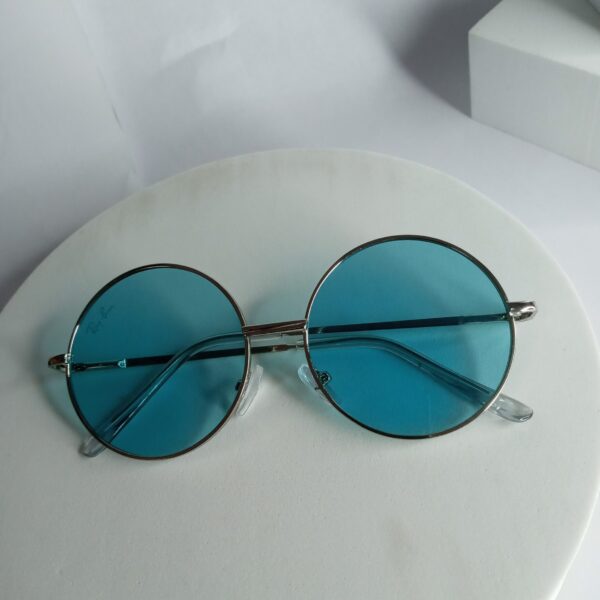 Ray-Ban Round Metal Frame Blue Lens Sunglasses