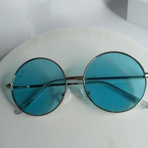 Ray-Ban Round Metal Frame Blue Lens Sunglasses