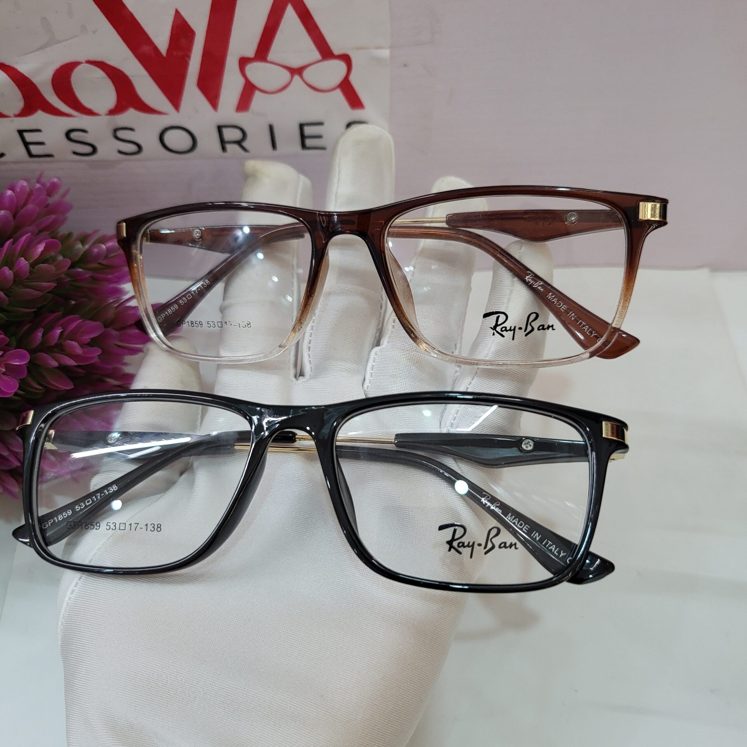 Ray-Ban GP1859 Square Frame Eyeglasses - Black Brown Gradient (Unisex)