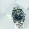 Rolex Oyster Perpetual Day-Date Men's Stainless Steel Watch with Black Roman Dial