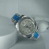 Rolex Oyster Perpetual Day-Date Men's Silver Stainless Steel Watch with Diamond Dial