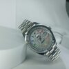 Rolex Oyster Perpetual Day-Date Men's Silver Stainless Steel Watch with Diamond Dial