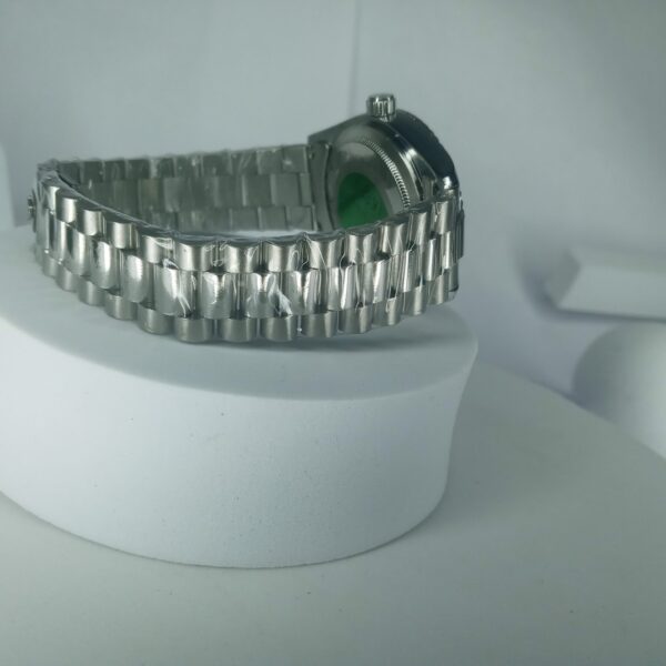 Rolex Oyster Perpetual Day-Date Men's Silver Stainless Steel Watch with Diamond Dial