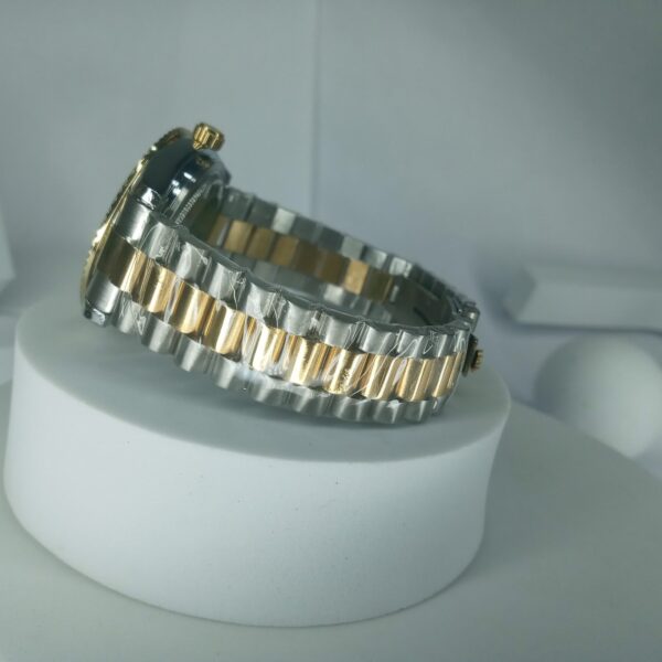 Rolex Oyster Perpetual Day-Date Men's Silver Stainless Steel Watch with Diamond Dial