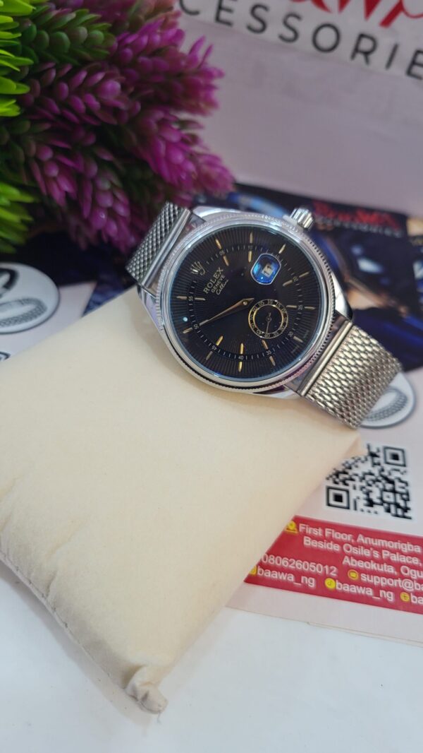 Rolex Cellini Geneve Men's Silver Mesh Band Analog Watch