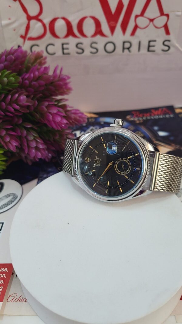 Rolex Cellini Geneve Men's Silver Mesh Band Analog Watch