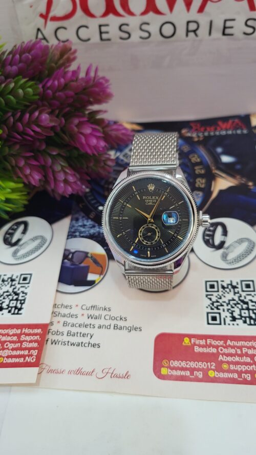 Rolex Cellini Geneve Men's Silver Mesh Band Analog Watch