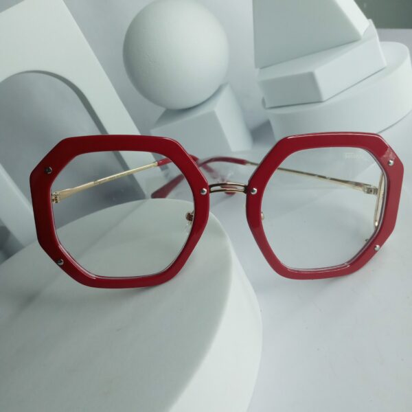 Salvatore Ferragamo Red Heptagonal UV Protection Eyeglasses