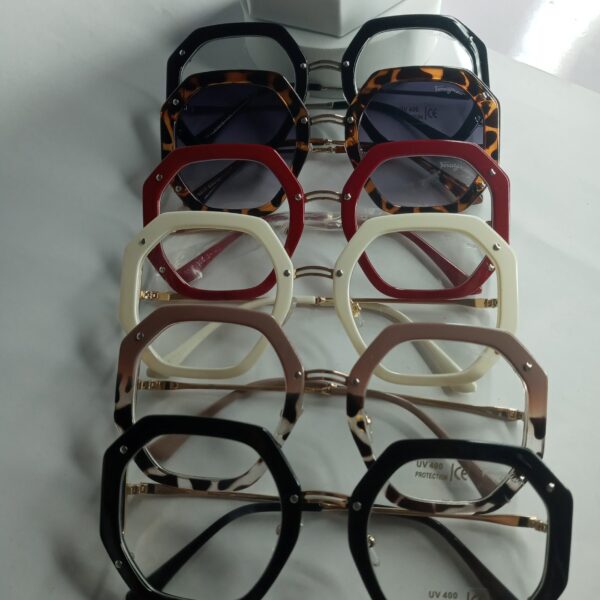 Salvatore Ferragamo Red Heptagonal UV Protection Eyeglasses