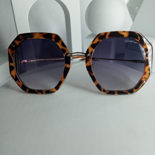 Salvatore Ferragamo Red Heptagonal UV Protection Eyeglasses