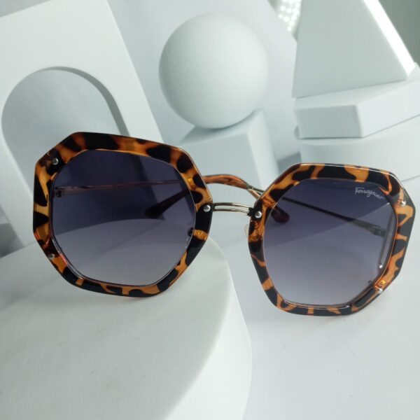 Salvatore Ferragamo Red Heptagonal UV Protection Eyeglasses