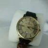St. Alexander Men's Elegant Gold Tone Quartz Watch with Leather Strap  Date Display