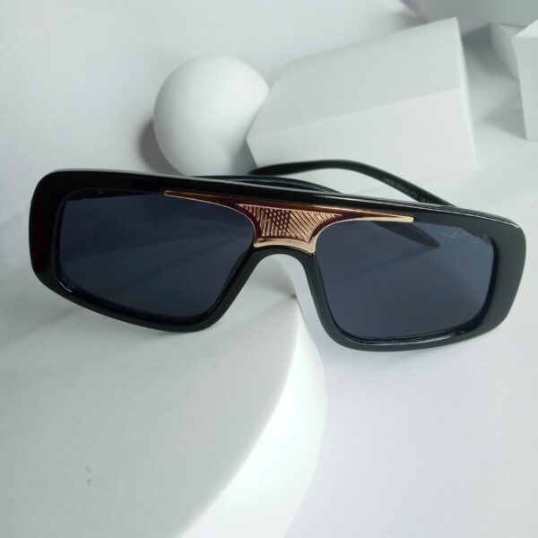 Designer Bold Square Sunglasses with Gold Bridge