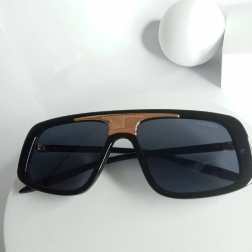 Designer Bold Square Sunglasses with Gold Bridge