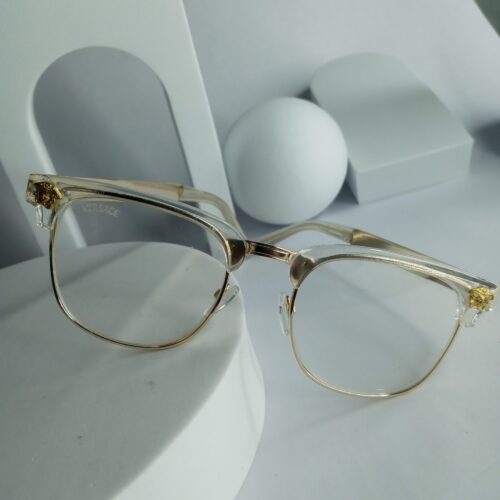 Versace Medusa Women's Semi-Rimless Eyeglasses - Clear Gold