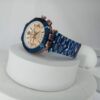 Versace Men's Blue  Rose Gold Chronograph Stainless Steel Watch