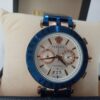 Versace Men's Blue  Rose Gold Chronograph Stainless Steel Watch