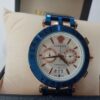 Versace Men's Blue  Rose Gold Chronograph Stainless Steel Watch