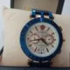 Versace Men's Blue  Rose Gold Chronograph Stainless Steel Watch