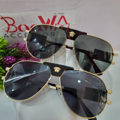 Versace Medusa Gold-Tone Aviator Men's Sunglasses