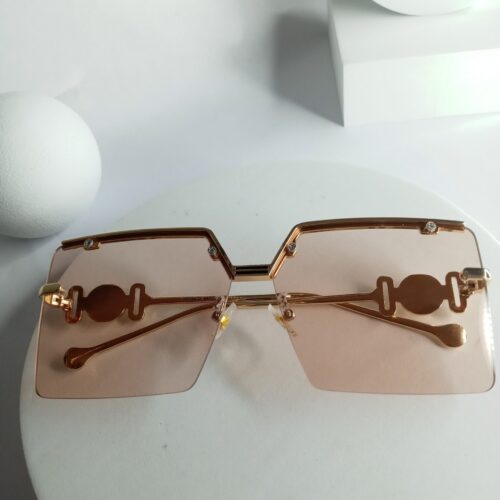 Versace Rimless Rectangle Tinted Sunglasses