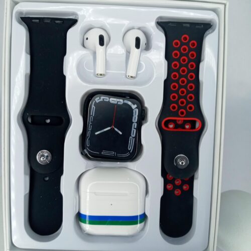 Designer T55 Pro Max Smart Watch  Wireless Earbuds Combo with Dual Straps