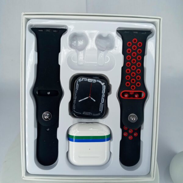 Designer T55 Pro Max Smart Watch  Wireless Earbuds Combo with Dual Straps