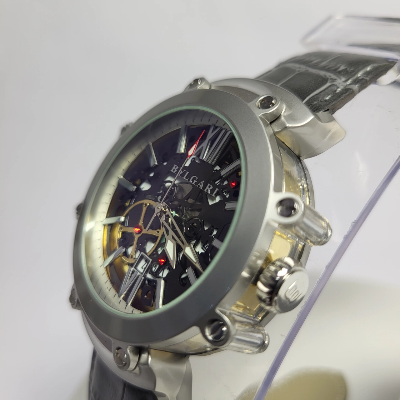 Bulgari 9007 Men's Skeleton Automatic Stainless Steel Watch
