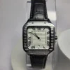 Cartier Santos 1236G Stainless Steel Leather Strap Date Watch