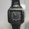 Cartier Santos 1236G Stainless Steel Leather Strap Date Watch