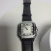 Cartier Santos 1236G Stainless Steel Leather Strap Date Watch