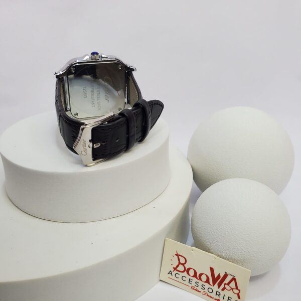 Cartier Santos 1236G Stainless Steel Leather Strap Date Watch