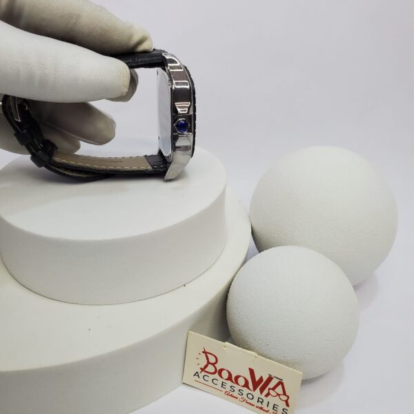 Cartier Santos 1236G Stainless Steel Leather Strap Date Watch