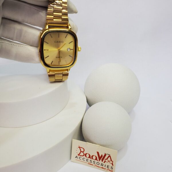 Casio Quartz Stainless Steel Water Resistant Date Tonneau Men's Watch