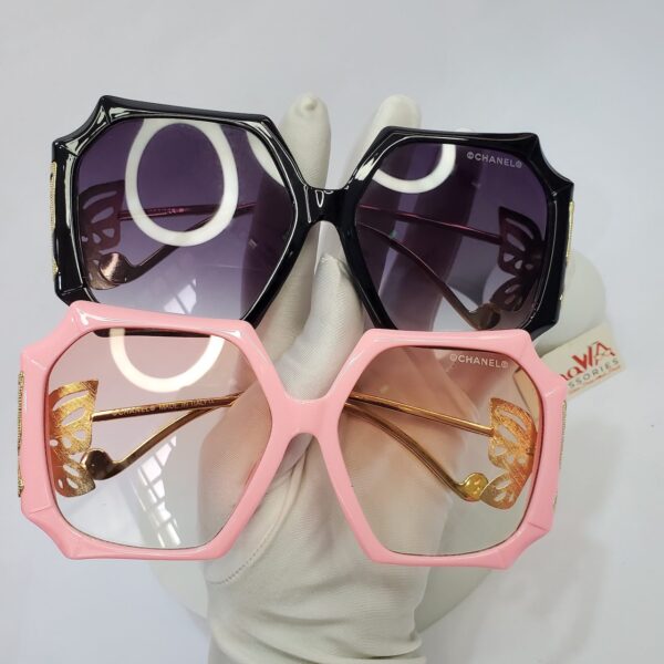 Chanel Butterfly Hexagonal Oversized Sunglasses - Black  Pink