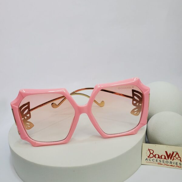 Chanel Butterfly Hexagonal Oversized Sunglasses - Black  Pink