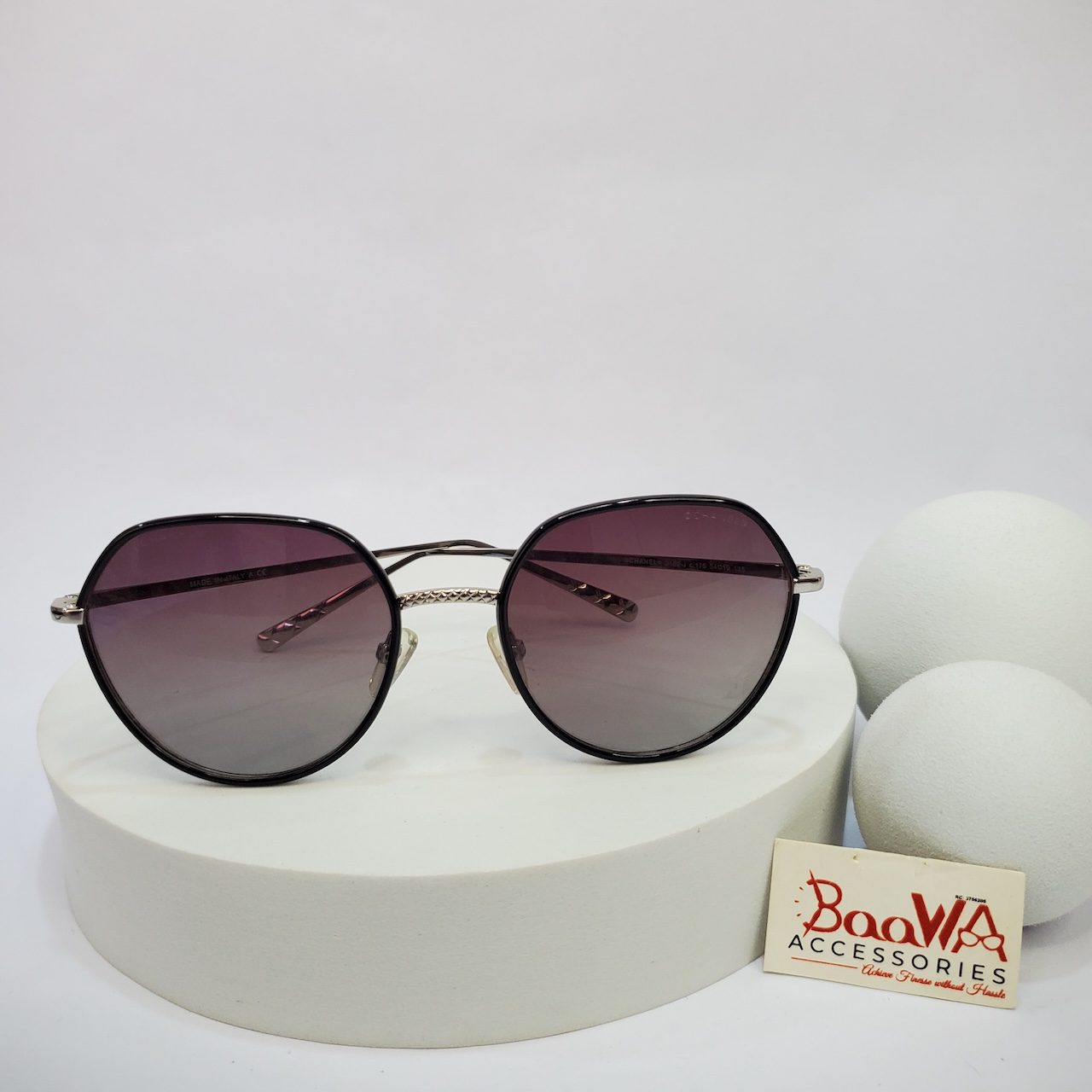 Chanel 2189-J Women's Gradient Lens Metal Round Sunglasses