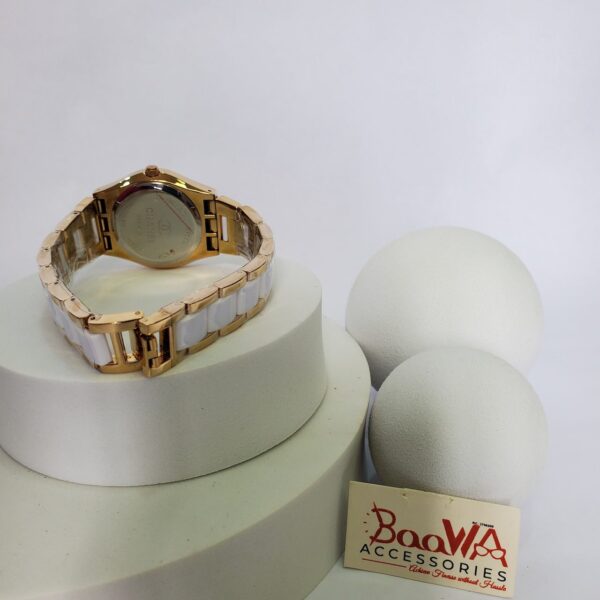 Chanel Gold  White Ceramic Diamond Women's Quartz Watch with Date