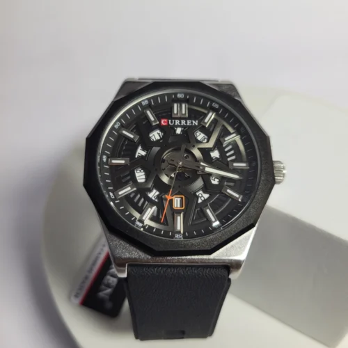 Curren 8437 Men's Octagonal Stainless Steel Water Resistant Date Watch