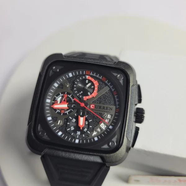 Curren 8461 Men's Square Chronograph Water Resistant Rubber Watch