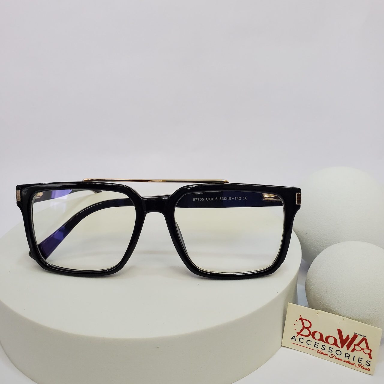 Designer 97705 Men's Black Square Full-Rim Acetate Glasses