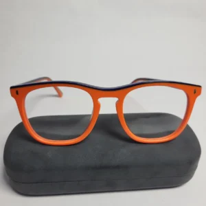 Designer Orange Blue Square Acetate Full-Rim Eyeglasses