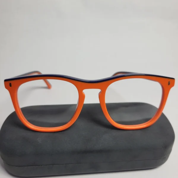 Designer Orange  Blue Square Acetate Full-Rim Eyeglasses