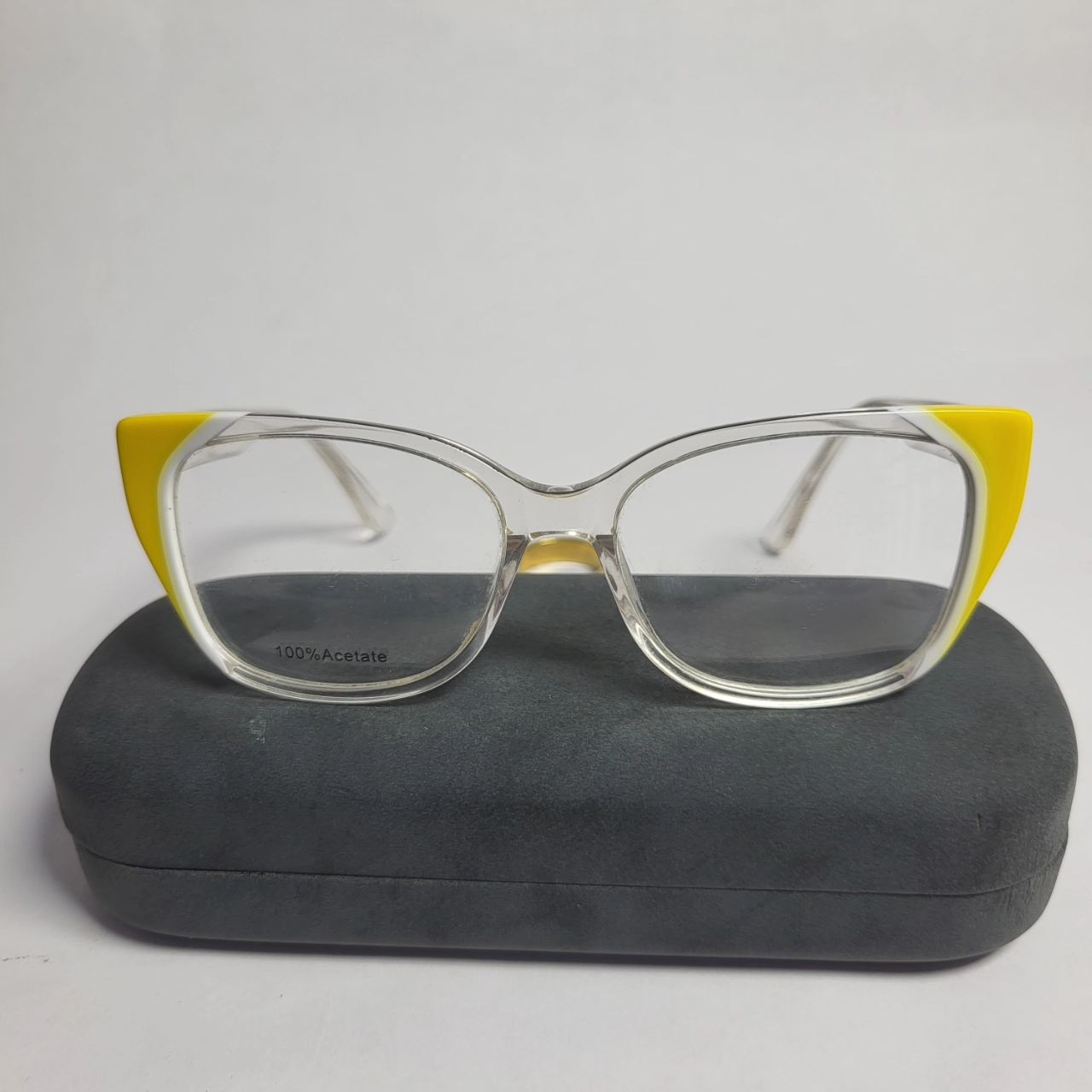 Designer TP2026 Women's Cat-Eye Acetate Eyeglasses - Clear Yellow