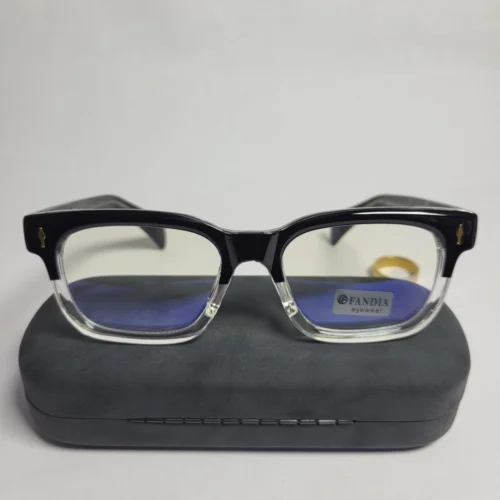 Designer Men's Two-Tone Square Blue Light Blocking Glasses