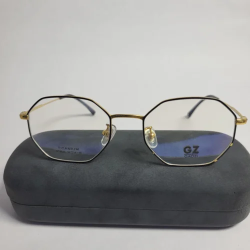 Designer Titanium Geometric Full-Rim Eyeglasses