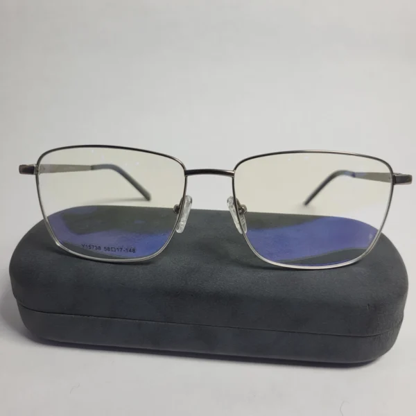 Designer Y15738 Men's Metal Rectangle Blue Light Blocking Glasses