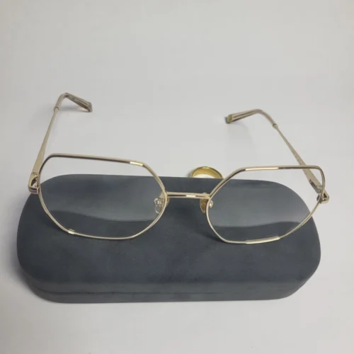 Designer Gold Metal Hexagonal Full-Rim Glasses 00-C12