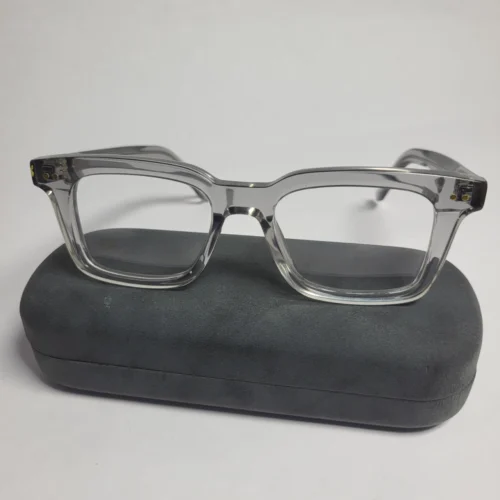 Designer Square Full-Rim Acetate Glasses - Clear